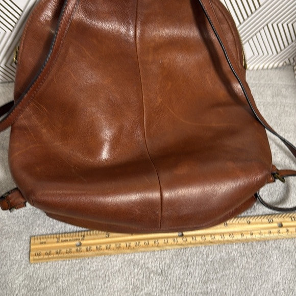 Margot New York Leather Backpack brown adjustable straps large soft lined inside main image 9